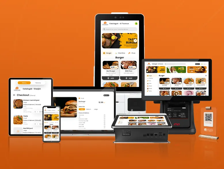 Catalogak running across phone, tablet, laptop, POS terminal and kiosk