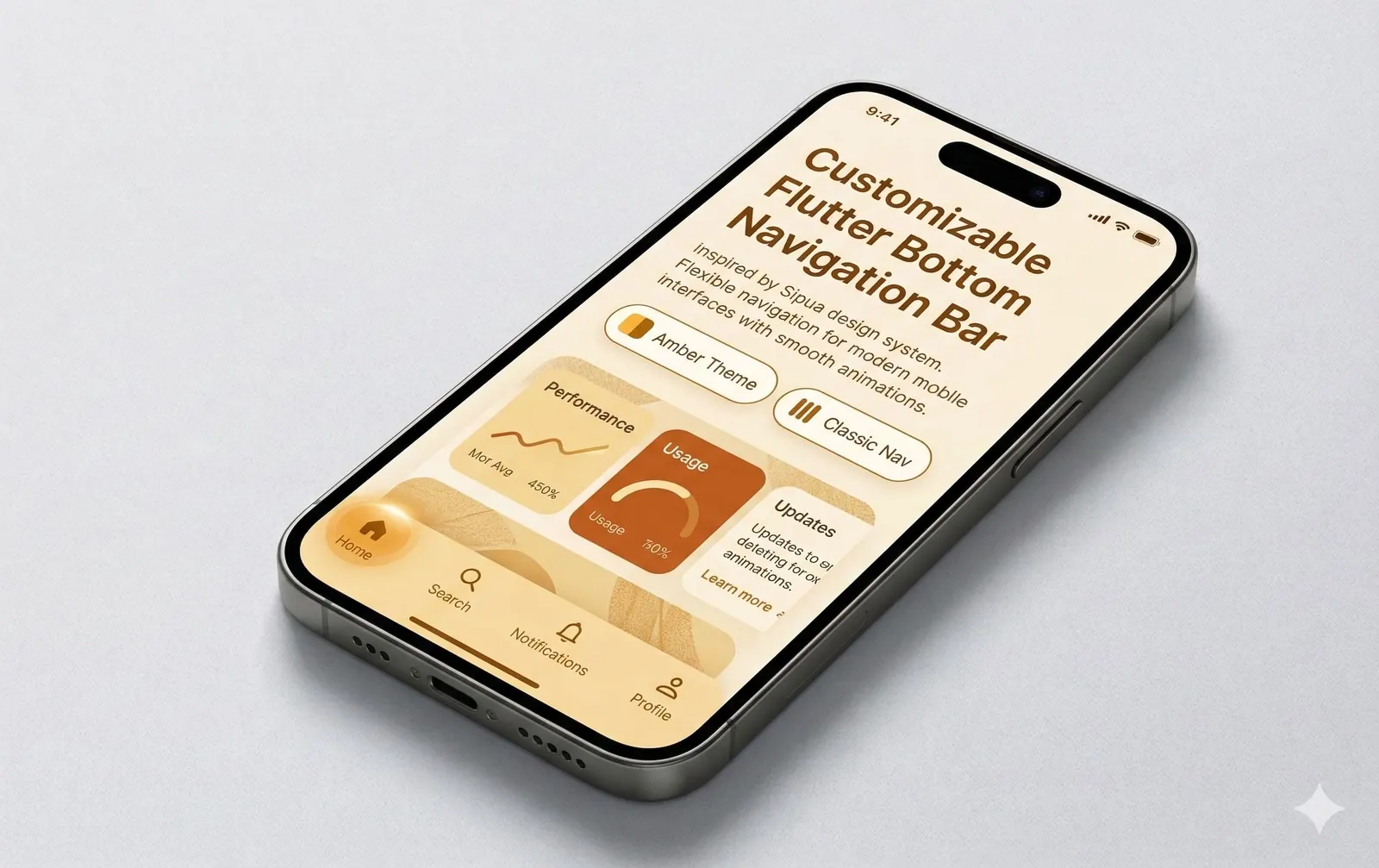 The Sipua bottom navigation bar on a phone, showing its tab styles